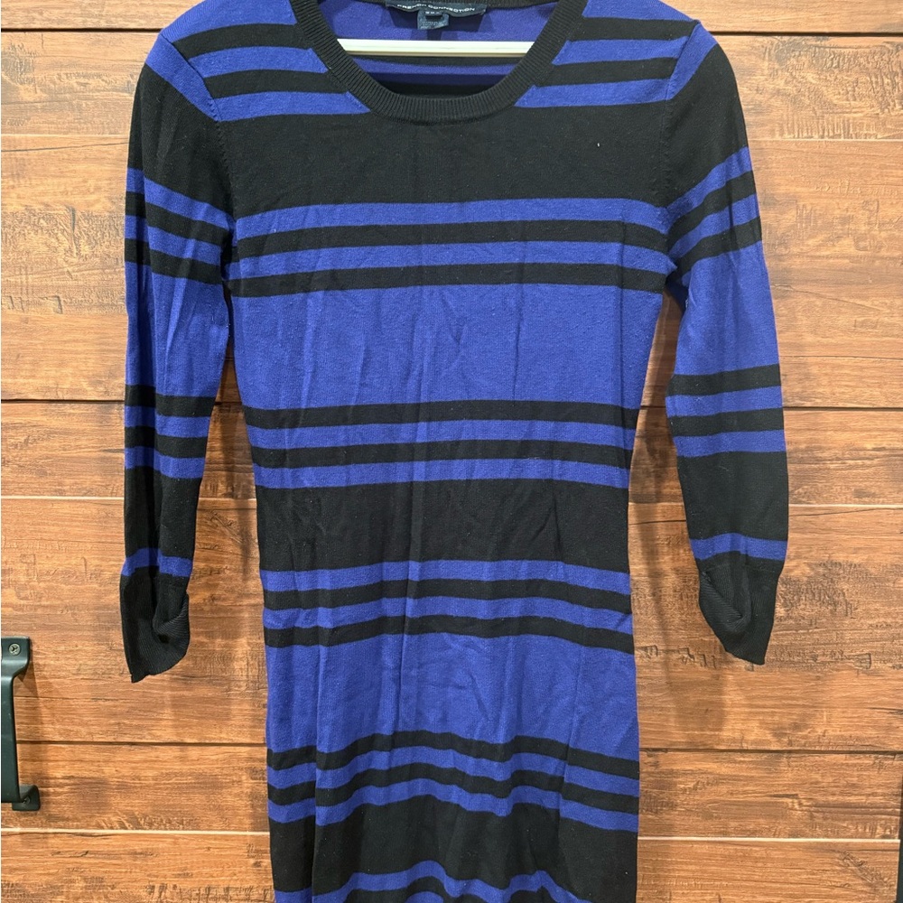 Striped Blue and Black Women's Dress
